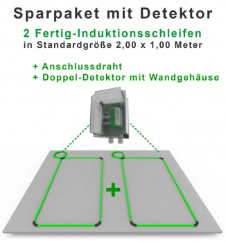 2 SFS Fertig-Induktionsschleifen je 2 x 1 Meter mit Doppel-Detektor (Wandgehäuse)