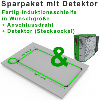 SFS Fertig-Induktionsschleife (Wunschgröße) mit Einfach-Detektor (Stecksockel)