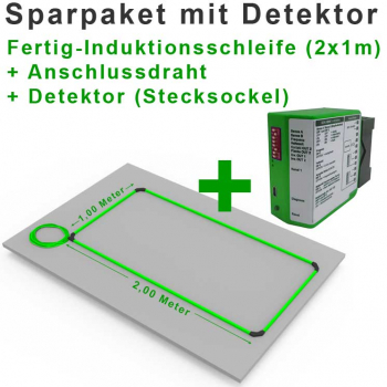 SFS Fertig-Induktionsschleife 2 x 1 Meter mit Einfach-Detektor (Stecksockel)